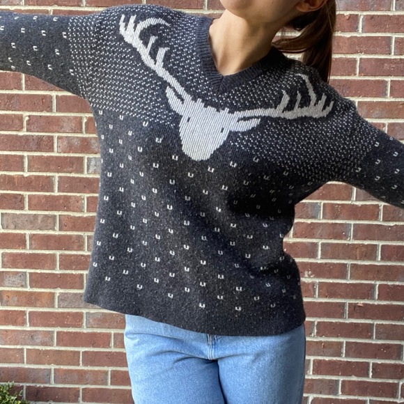 J. Crew Factory Sweaters - J Crew factory gray reindeer sweater XL
